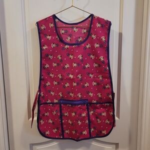 New Womens Frida Kahlo Print Classic Apron Burgundy and Purple- Mexico